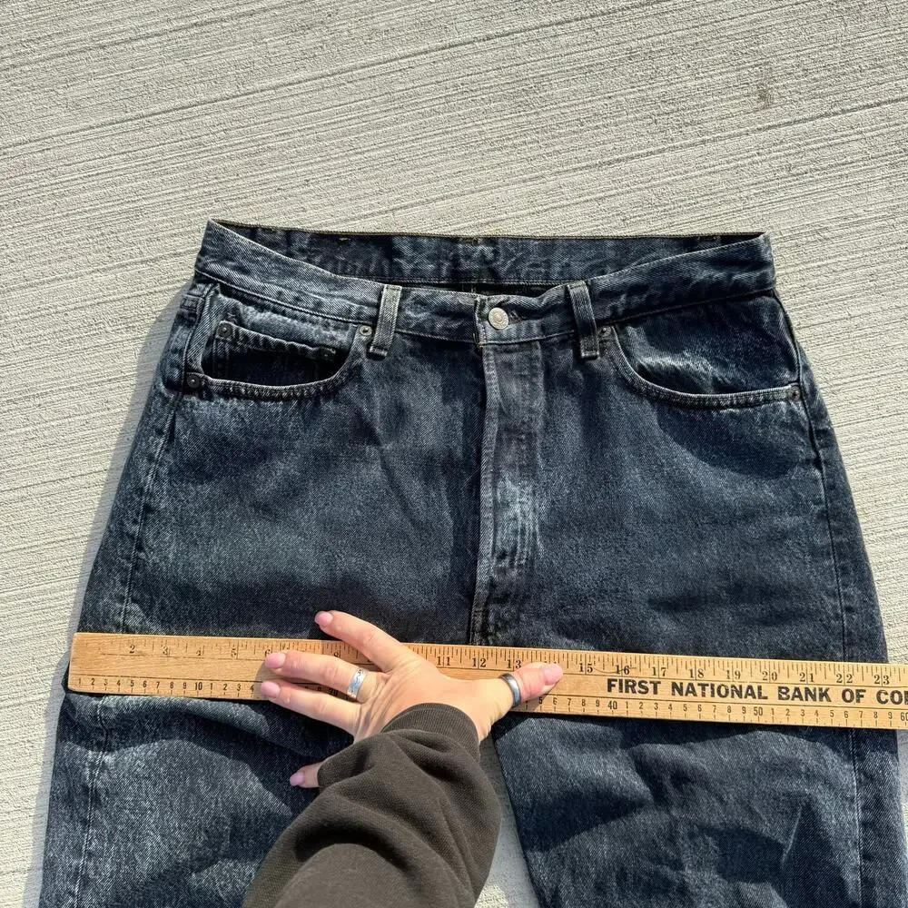 VTG 80s Levi's 501 Button Fly Straight Leg Faded Black Jeans 36x32 ACTUAL 34x31